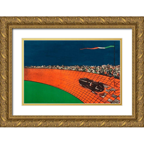 Racing Italy Gold Ornate Wood Framed Art Print with Double Matting by Vintage Apple Collection