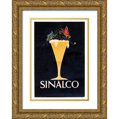 Sinalco Gold Ornate Wood Framed Art Print with Double Matting by Vintage Apple Collection