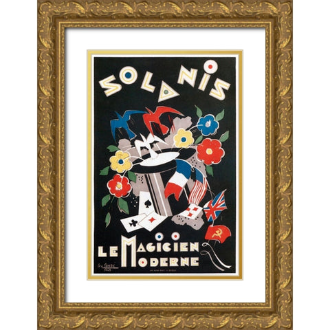 Solanis Gold Ornate Wood Framed Art Print with Double Matting by Vintage Apple Collection