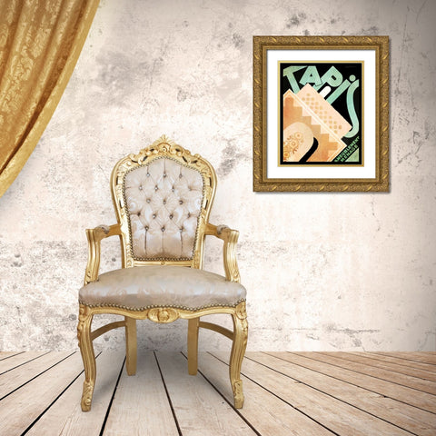 Tapis Gold Ornate Wood Framed Art Print with Double Matting by Vintage Apple Collection