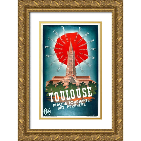 Toulouse Gold Ornate Wood Framed Art Print with Double Matting by Vintage Apple Collection