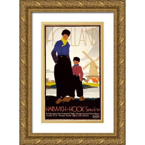 Travel Holland Gold Ornate Wood Framed Art Print with Double Matting by Vintage Apple Collection