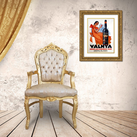 Valmya Gold Ornate Wood Framed Art Print with Double Matting by Vintage Apple Collection
