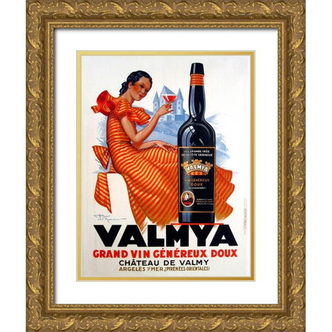 Valmya Gold Ornate Wood Framed Art Print with Double Matting by Vintage Apple Collection