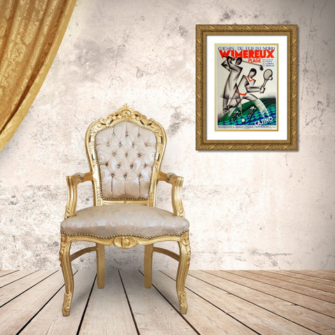 Wimereaux Gold Ornate Wood Framed Art Print with Double Matting by Vintage Apple Collection