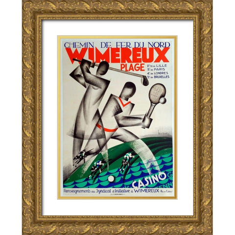 Wimereaux Gold Ornate Wood Framed Art Print with Double Matting by Vintage Apple Collection