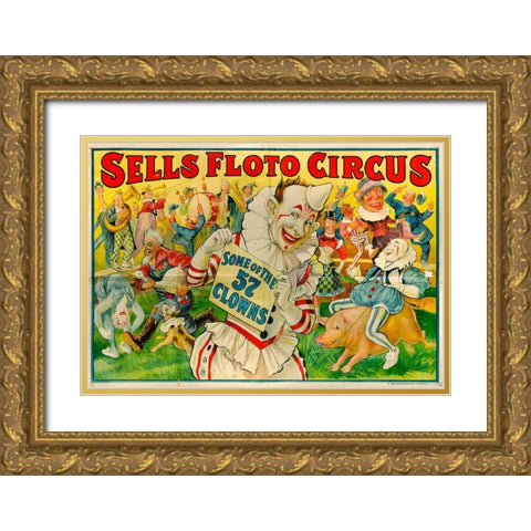 Sells Circus Gold Ornate Wood Framed Art Print with Double Matting by Vintage Apple Collection