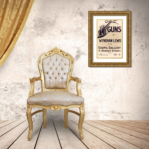 British Gun Advert Gold Ornate Wood Framed Art Print with Double Matting by Vintage Apple Collection