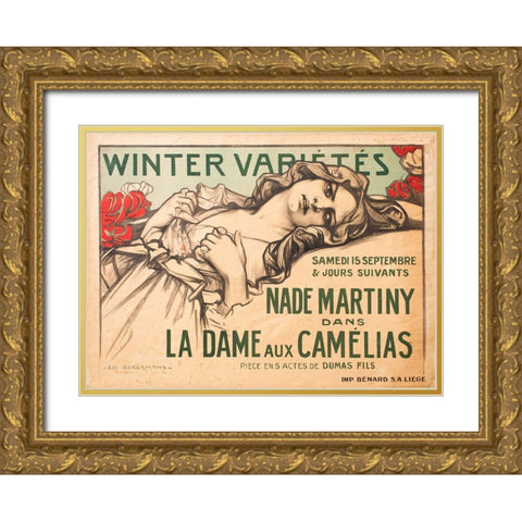 la-dame-aux-camelias Gold Ornate Wood Framed Art Print with Double Matting by Vintage Apple Collection