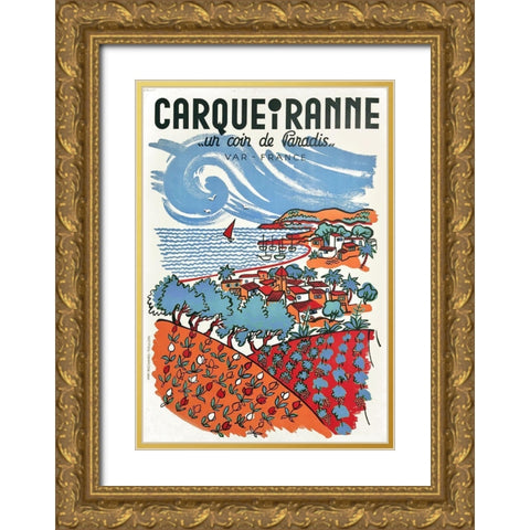 Carqueirann Gold Ornate Wood Framed Art Print with Double Matting by Vintage Apple Collection