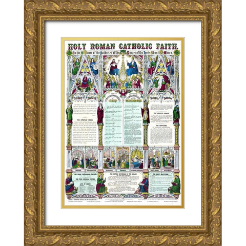 Holy Roman Catholic Church Gold Ornate Wood Framed Art Print with Double Matting by Vintage Apple Collection