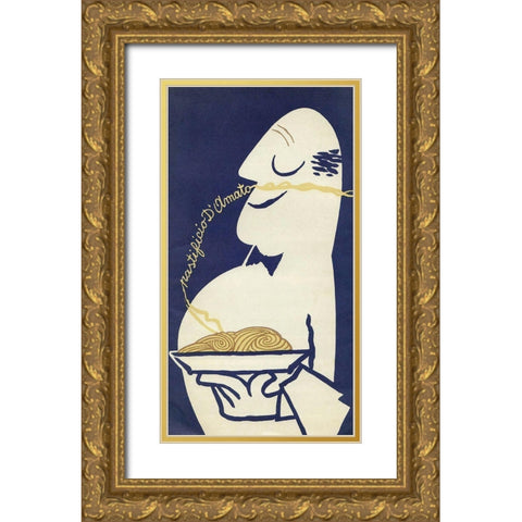 Pasta Gold Ornate Wood Framed Art Print with Double Matting by Vintage Apple Collection