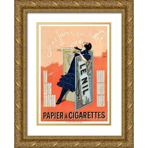 Vintage Cigarette Gold Ornate Wood Framed Art Print with Double Matting by Vintage Apple Collection