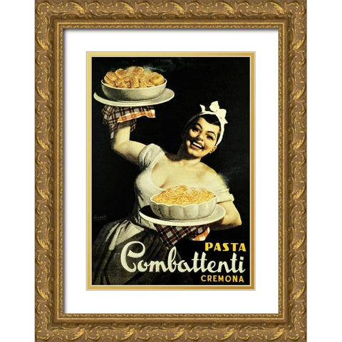 Vintage Pasta Gold Ornate Wood Framed Art Print with Double Matting by Vintage Apple Collection