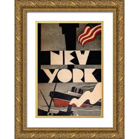 art_deco_NYC Gold Ornate Wood Framed Art Print with Double Matting by Vintage Apple Collection