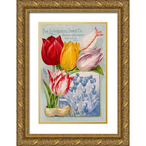 autumncatalogue-tulipes Gold Ornate Wood Framed Art Print with Double Matting by Vintage Apple Collection