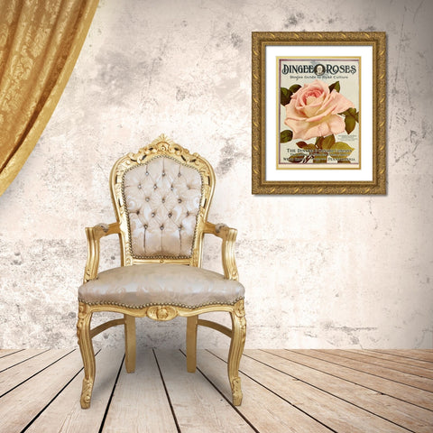dingeeguide Gold Ornate Wood Framed Art Print with Double Matting by Vintage Apple Collection