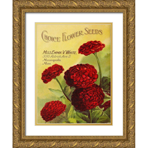 redflowrers1919 Gold Ornate Wood Framed Art Print with Double Matting by Vintage Apple Collection