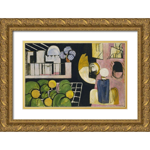 matisse moroccans 1914 Gold Ornate Wood Framed Art Print with Double Matting by Vintage Apple Collection