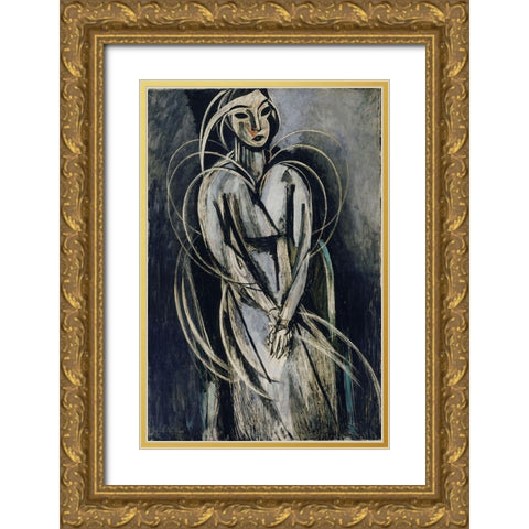 matisse portrait of yvonne landsberg 1914 Gold Ornate Wood Framed Art Print with Double Matting by Vintage Apple Collection