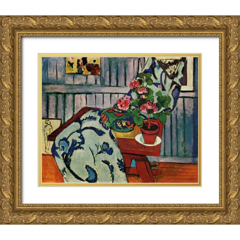 matisse_still_life_witha_geranium Gold Ornate Wood Framed Art Print with Double Matting by Vintage Apple Collection