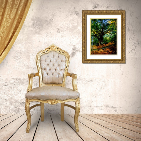 bodmer oak fountainbleau forest Gold Ornate Wood Framed Art Print with Double Matting by Vintage Apple Collection