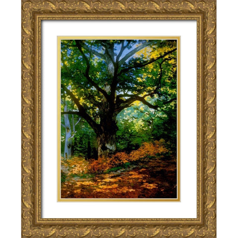 bodmer oak fountainbleau forest Gold Ornate Wood Framed Art Print with Double Matting by Vintage Apple Collection