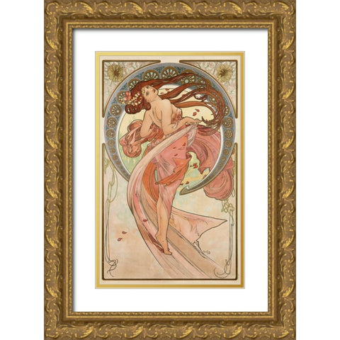 danse_mucha_archival_vers Gold Ornate Wood Framed Art Print with Double Matting by Vintage Apple Collection