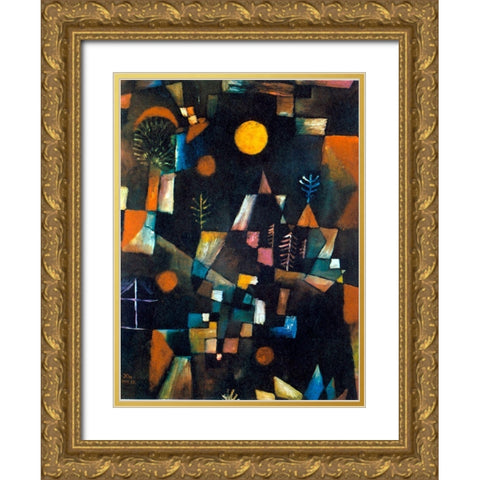 klee_fullmoon Gold Ornate Wood Framed Art Print with Double Matting by Vintage Apple Collection