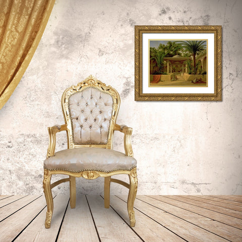 Khabanija_fountain_cairo_1845 Gold Ornate Wood Framed Art Print with Double Matting by Vintage Apple Collection