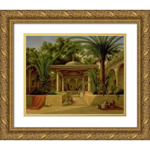 Khabanija_fountain_cairo_1845 Gold Ornate Wood Framed Art Print with Double Matting by Vintage Apple Collection