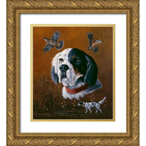 English Setter Gold Ornate Wood Framed Art Print with Double Matting by Goebel, Wilhelm