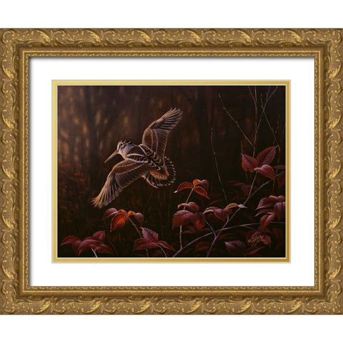 Twittering Wings Gold Ornate Wood Framed Art Print with Double Matting by Goebel, Wilhelm