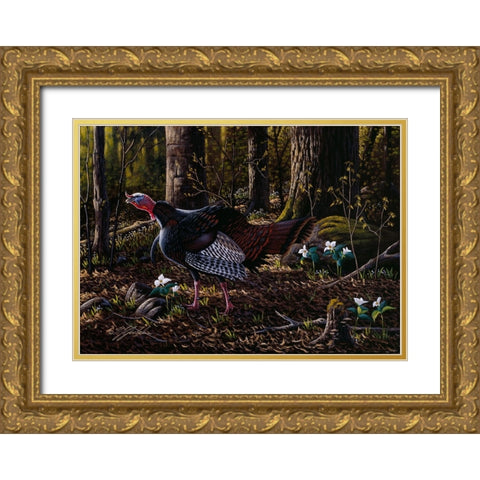 Hillside Gobbler Gold Ornate Wood Framed Art Print with Double Matting by Goebel, Wilhelm