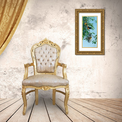 Nesting Orioles Gold Ornate Wood Framed Art Print with Double Matting by Goebel, Wilhelm