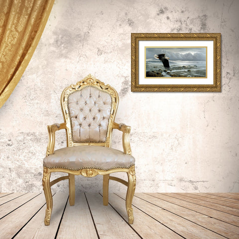 Lowtide - Bald Eagle Gold Ornate Wood Framed Art Print with Double Matting by Goebel, Wilhelm