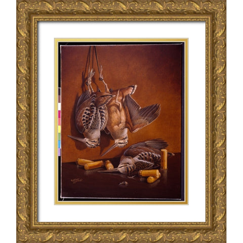 Three Bird Limit Gold Ornate Wood Framed Art Print with Double Matting by Goebel, Wilhelm