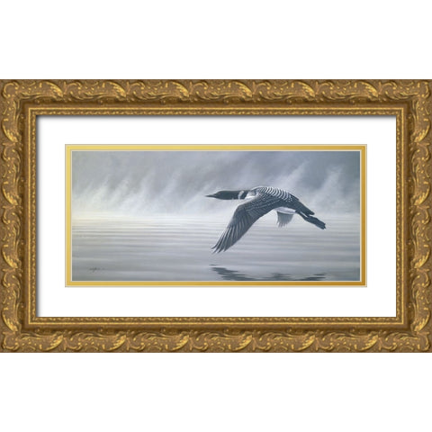 Misty Flight Gold Ornate Wood Framed Art Print with Double Matting by Goebel, Wilhelm