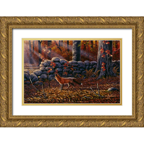 Autumn Reds - Red Fox Gold Ornate Wood Framed Art Print with Double Matting by Goebel, Wilhelm