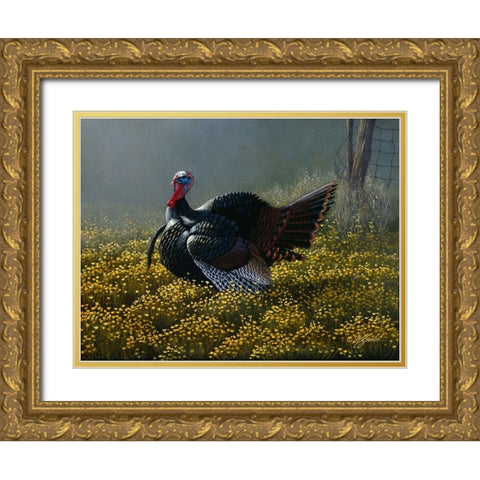 Belly Deep In Buttercups Gold Ornate Wood Framed Art Print with Double Matting by Goebel, Wilhelm