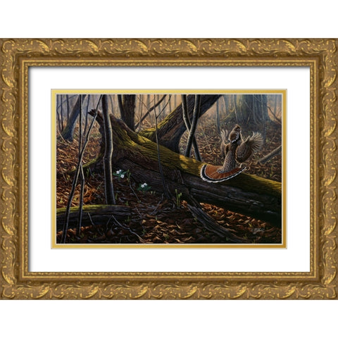 Thunder In The Woods Gold Ornate Wood Framed Art Print with Double Matting by Goebel, Wilhelm