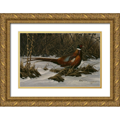 Walking Through Winter Gold Ornate Wood Framed Art Print with Double Matting by Goebel, Wilhelm