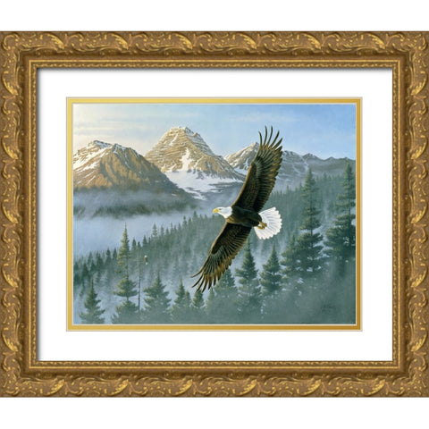 Soaring Eagle Gold Ornate Wood Framed Art Print with Double Matting by Goebel, Wilhelm