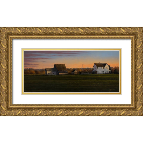 Sunset On A Family Farm Gold Ornate Wood Framed Art Print with Double Matting by Goebel, Wilhelm