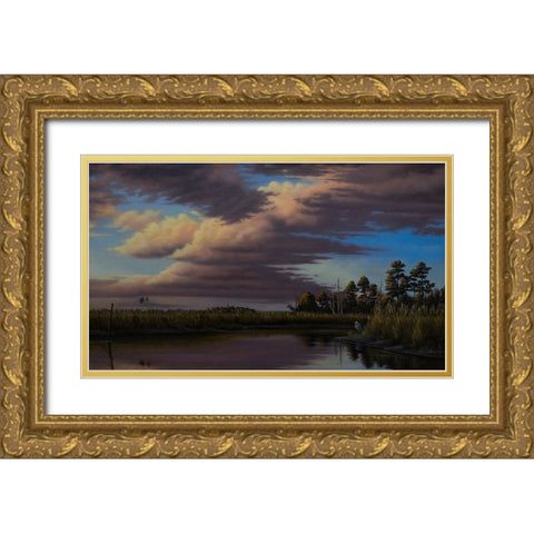 Sunset On Wicomico Creek Gold Ornate Wood Framed Art Print with Double Matting by Goebel, Wilhelm