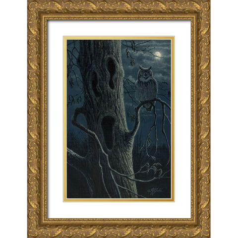 Boo Tree Gold Ornate Wood Framed Art Print with Double Matting by Goebel, Wilhelm