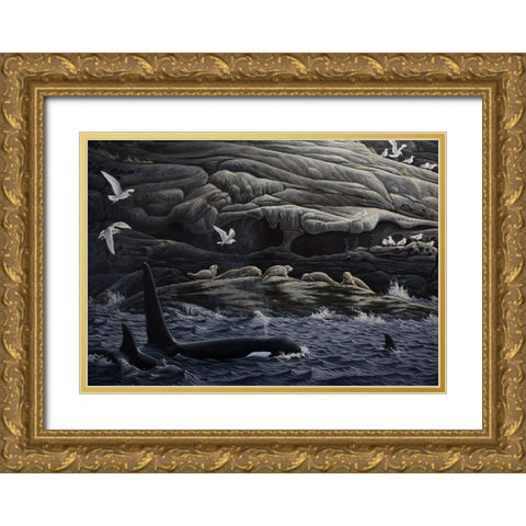 Gabriola Island Gathering Gold Ornate Wood Framed Art Print with Double Matting by Goebel, Wilhelm