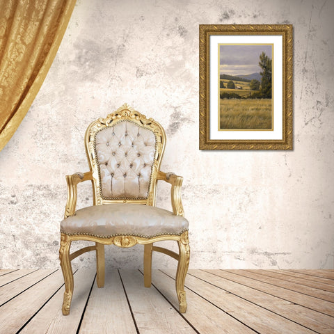 Hayfields Near Arlington Gold Ornate Wood Framed Art Print with Double Matting by Goebel, Wilhelm