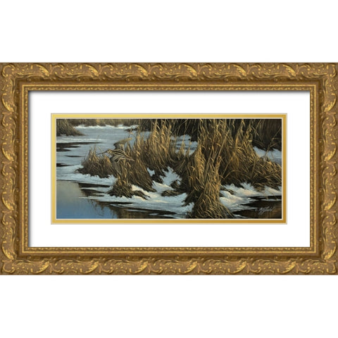 Snipe Flight Gold Ornate Wood Framed Art Print with Double Matting by Goebel, Wilhelm