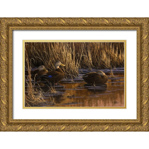 Belly Deep and Half Asleep Gold Ornate Wood Framed Art Print with Double Matting by Goebel, Wilhelm